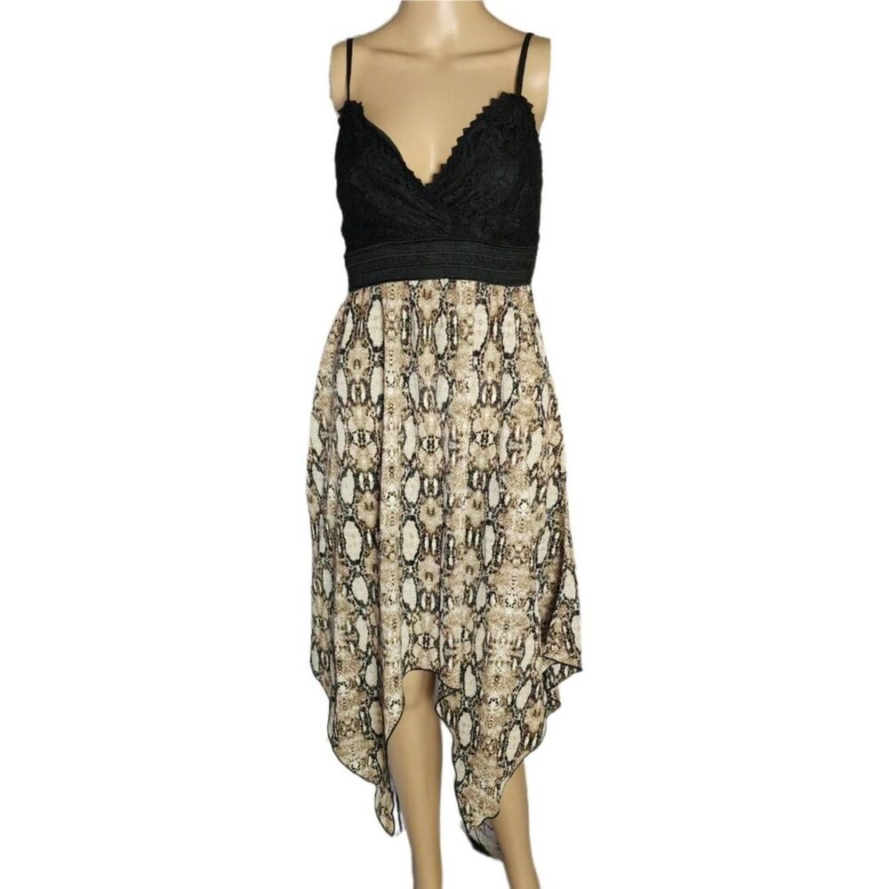 Speechless Snake Print Crochet Lace Sleeveless Empire Waist Midi Dress XS NWT